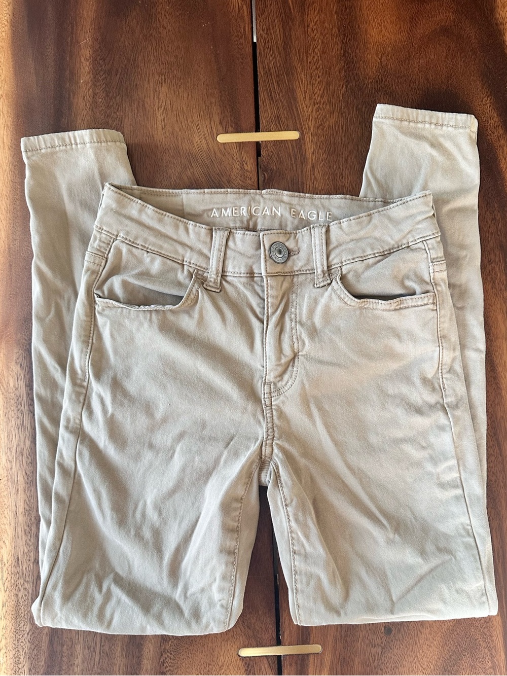 American Eagle Stretch Jegging Khaki Slim Pants Tan Size 2 - 26x25